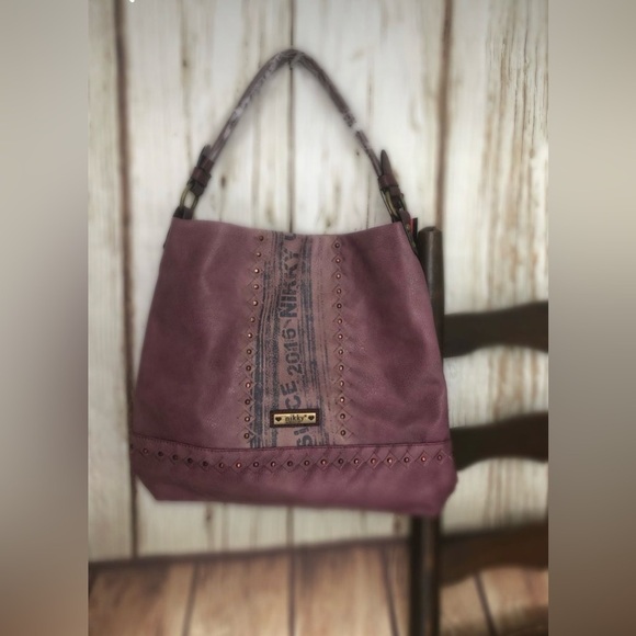 Nikky Evaden Women's Wine Street Style Design Spacious Large Hobo Shoulder Bag - Picture 1 of 11